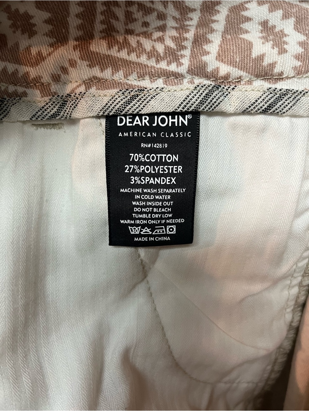 Dear John Tan and White Geometric Jean Shorts - Picture 6 of 6